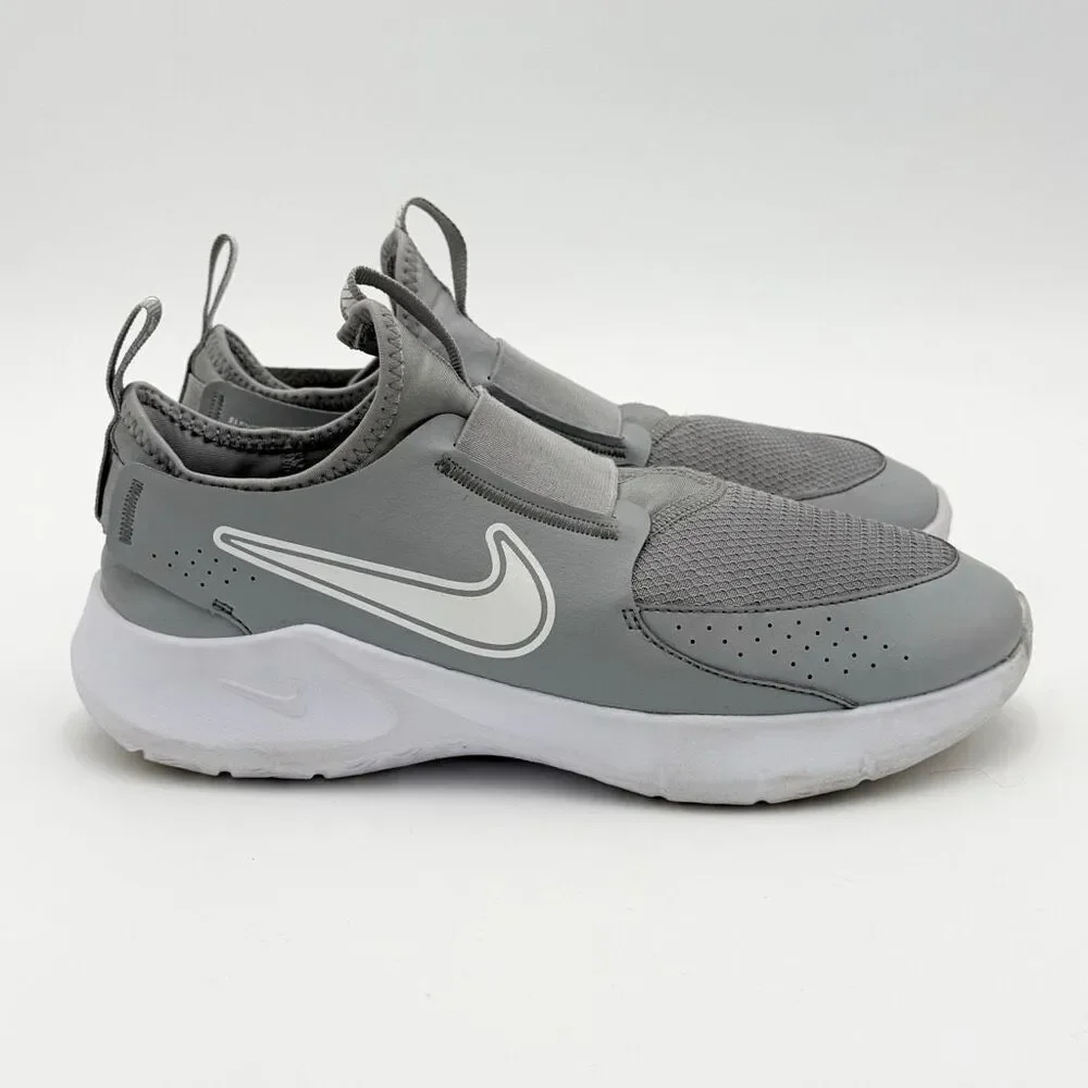Nike Flex Runner 3 Wolf Gray White Slip-On Sneakers - US Kids Size 6.5Y / EU 39
